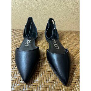 Calvin Klein Odel 12 Womens Pointed Toe Black Flats 9M NEW